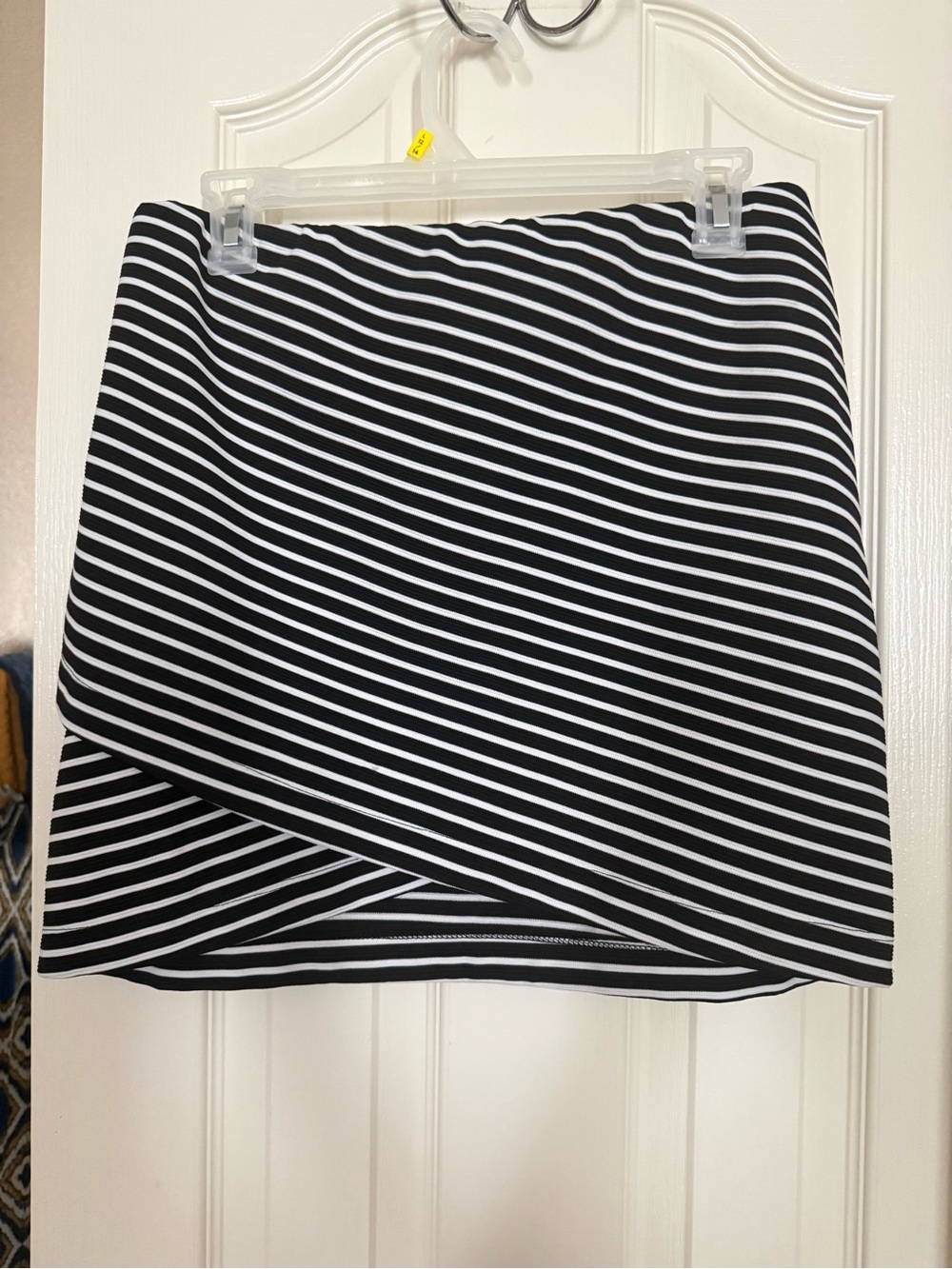 SO Black & White Diagonal Stripe Mini Skirt